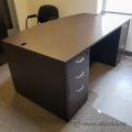 Espresso Bow Front Dual Pedestal Straight Office Desk